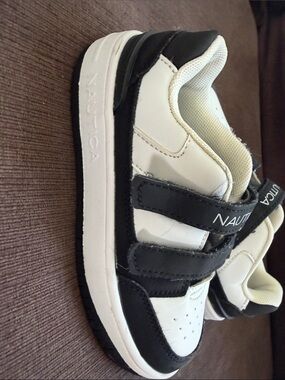 Nautica Kids Black and White Velcro Athletic Sneakers